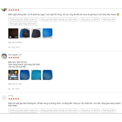 Đệm ngồi 3D cao cấp thoáng khí - Nệm lót ghế gel silicon tổ ong chống ê mông, mỏi lưng