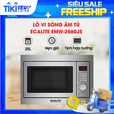 Lò Vi Sóng Kết Hợp Nướng Âm Tủ Ecalite EMW-2560JS (25L) - Màu Bạc - Có Khoá Trẻ Em - Hàng Chính Hãng