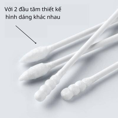 Dụng cụ trang điểm  làm đẹp  sức khỏe - Set hộp 200c tăm bông ráy tai lớn cao cấp với 2 đầu tăm thiết kế hình dáng khác nhau làm sạch sâu bên trong , phù hợp cho mọi người