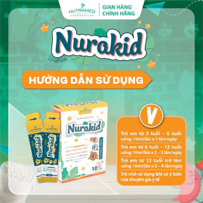 Gói uống Nurakid hỗ trợ tiêu hóa và tăng cường sự ăn ngon miệng cho trẻ em (10 gói) - Nutramed