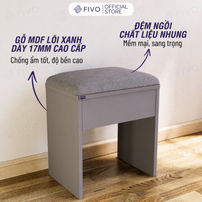 Ghế Đôn Nệm Nhung FIVO FG01 Dùng Trong Phòng Làm Việc, Học Tập, Thiết Kế Sang Trọng, Gỗ MDF Chống Ẩm Cao Cấp