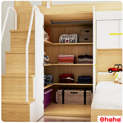 Giường tầng thông minh Ohaha kết hợp tủ áo và bàn học - GTTM017