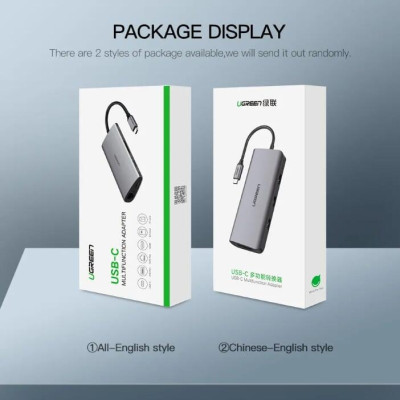 Ugreen UG40873CM179TK Bộ chuyển đổi TYPE C sang 3 USB 3.0 + HDMI + VGA + LAN + SD TF + hỗ trợ nguồn TYPE C - HÀNG CHÍNH HÃNG