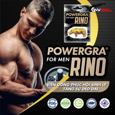 Viên uống phục hồi và tăng cường sức khỏe sinh lý nam giới Powergra Rino - Vỉ dùng thử 1 viên