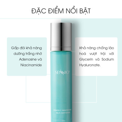 Nước hoa hồng se khít lỗ chân lông Sennio Perfect Whitening Skin Softner cấp ẩm tái tạo và phục hồi da 120ml SNO 827