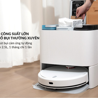 Robot hút bụi lau nhà tự động thông minh Lydsto W3 lức hút 5000Pa diện tích hoạt động 200m2 - Hàng chính hãng