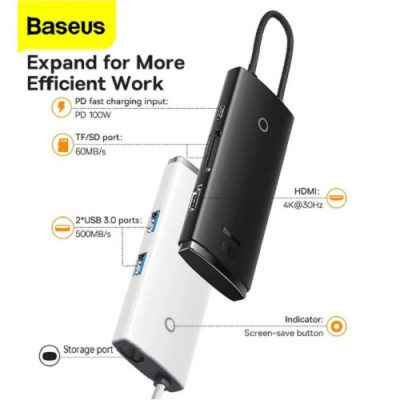 Hub chuyển Baseus Lite Series 6-Port Type-C HUB Docking Station- hàng chính hãng