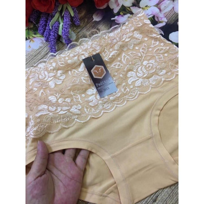 Set 5 quần lót cạp cao phối ren màu da và đen 01