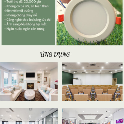 Đèn LED âm trần siêu mỏng LEDGOES 9W lỗ khoét 120mm