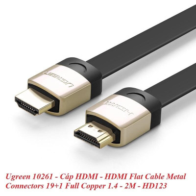 Ugreen UG10261HD123TK 2M màu Đen Cáp tín hiệu HDMI chuẩn 2.0 cáp dẹt đầu bọc hợp kim - HÀNG CHÍNH HÃNG