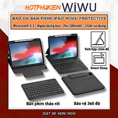 Case bao da bàn phím bluetooth bảo vệ 360 độ hiệu WIWU Protective Keyboard cho iPad Pro 11 13 inch M4 Pro 11 2020/21/22 Air 4/5/6/7 Gen 7 8 9 10.2 inch 10.5 inch Gen 10 10.9 inch - Bàn phím từ tính nam châm tháo rời, tích hợp giá đỡ - Hàng nhập khẩu