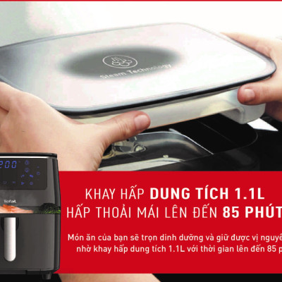 Combo Nồi chiên nướng và hấp 3 trong 1 Easy Fry & Steam FW201815 & Chảo chiên sâu lòng Tefal Natura B2266595 26cm - Hàng chính hãng