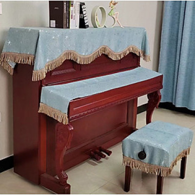 Bộ khăn phủ đàn piano cơ phong cách Châu Âu cổ điển sang trọng chống bụi chống xước - Hàng chính hãng