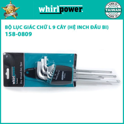 BỘ LỤC GIÁC CHỮ L 9 CÂY (HỆ INCH ĐẦU BI) WHIRLPOWER 158-0809