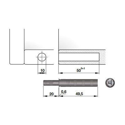 Nêm nhấn Hafele loại ngắn, đầu cao su, xám nhạt, bap gồm đế - 356.12.513