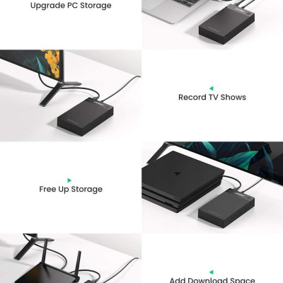 Ugreen UG50423US222TK hỗ trợ 16TB hộp đựng ổ cứng 3.5" 2.5 inch chuẩn SATA ra usb 3.0 có cấp nguồn - HÀNG CHÍNH HÃNG