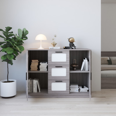 HAPPY FURNITURE , Tủ lưu trữ 3 ngăn kéo 2 cửa mở - TASY ,TLT_062 , 135cm x 50cm x 100cm DxRxC