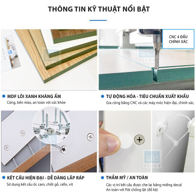 Kệ Gỗ Cho Bé BERGIG Có Ngăn Kéo Và 2 Tầng Để Sách, Đồ Chơi Màu Trắng SIB Decor TCB06