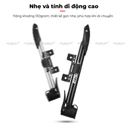 Bơm Xe Đạp Cầm Tay Bơm Lốp Xe Đạp ESL-60P Hợp Kim Nhôm, Bơm Lốp Xe Đạp gắn sườn xe 60 Psi Nhỏ Gọn 2 đầu van riêng (cho van mỹ và van nhọn) - Mai Lee