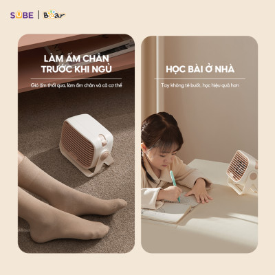 Máy Sưởi Bear Quạt Sưởi Máy Sưởi Gốm Để Bàn Máy Sưởi Mini Quạt Sưởi Ấm Phòng Ngủ Tiết Kiệm Điện Làm Ấm Nhanh DNQ - E04Q1