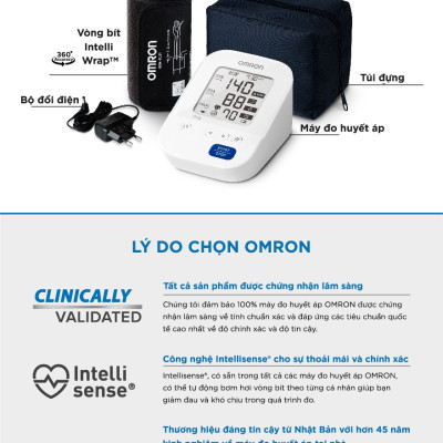 Máy Đo Huyết Áp OMRON HEM-7156T-A Kèm Adapter Chính Hãng - Kết Nối Điện Thoại - IntelliSense