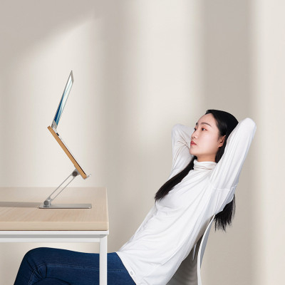 Chân đế giá đỡ Laptop UP mặt gỗ cho MacBook, Laptop, Tablet - Hàng Nhập Khẩu