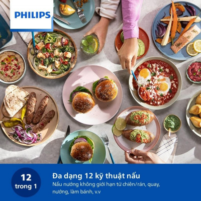 Nồi Chiên Không Dầu Philips NA130/00, Nút Vặn Dễ Sử Dụng 6.2 lít -1700W, Hàng Chính Hãng