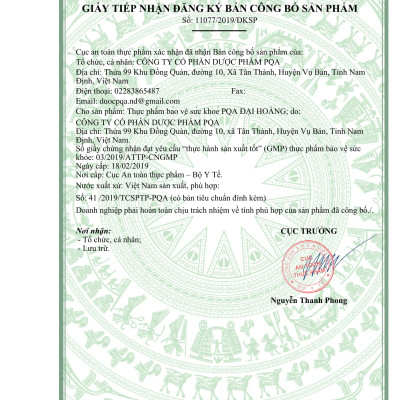 Đại Hoàng PQA Hỗ Trợ Nhuận Tràng, Thông Tiện, Giảm Táo Bón Dùng Cho Người Ít Ăn Rau Hộp 30 Viên