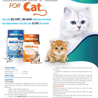 Hộp 3 ống Imida Plus nhỏ gáy diệt rận, bọ chét trên mèo (Vemedim )