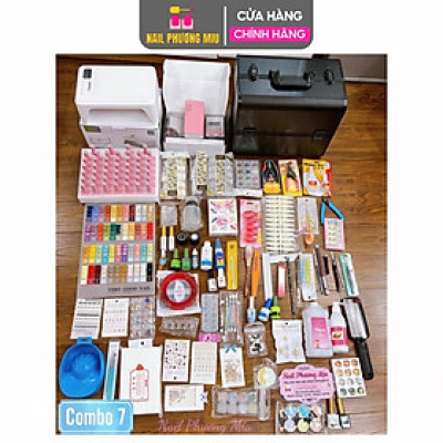 Combo Đồ Nghề Làm Nail Cao Cấp Số 7 Nail Phương Miu, Máy Hơ T8, Máy Mài US801, Cốp Nhôm 3 Tầng, Bộ Đồ Nail Chuyên Nghiệp