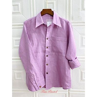 Set LINEN PREMIUM Áo somi tay dài + short, Fullsize. 14 MÀU. Hình thật. Haint Boutique