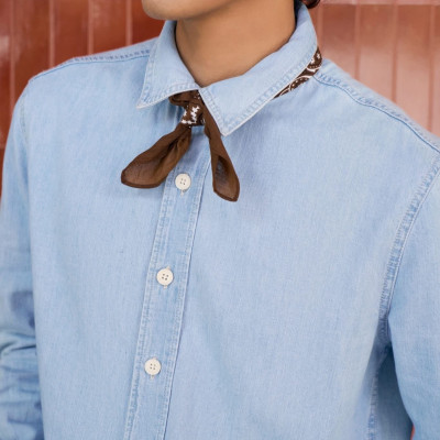 Áo sơ mi jeans nam (Sơ mi denim) vải mềm Form Regular - RT 10S25DSH004 | ROUTINE CÀ MAU