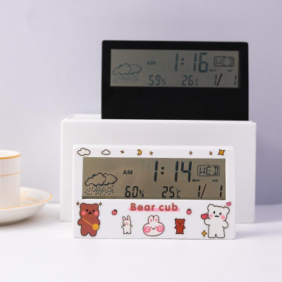 [ Tặng kèm pin ] Đồng hồ báo thức trong suốt decor trang trí phòng - Tích hợp Nhiệt kế đo nhiệt độ, Độ ẩm, đồng hồ nhiệt độ phòng Kỹ thuật số