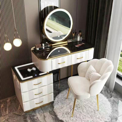 Bàn trang điểm BT Tundo bọc da mặt kính gương led cảm ứng