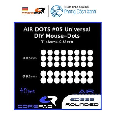 Feet chuột PTFE Corepad AIR DOTS #05 Universal DIY Mouse-Dots [Ø 8.5 / 9.5mm] - Hàng Chính Hãng