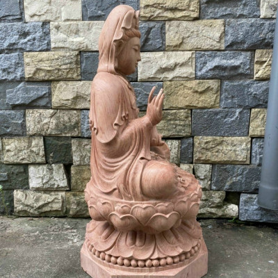 Tượng phật bà quan âm bồ tát bằng gỗ hương đá kt cao 70×35×35cm