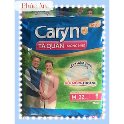 Tã Quần Người Lớn Caryn Size M 32 Miếng Vòng Bụng 60 Đến 85 Cm - Bỉm Quần Cho Người Cao Tuổi Size M32