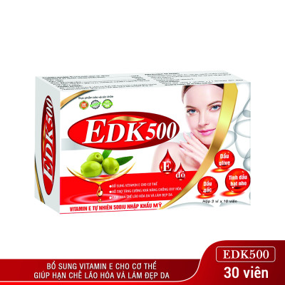 Viên Uống Vitamin E EDK500 Dân Khang Chống Oxy Hóa Dưỡng Da Sáng Khỏe Hộp 30 Viên