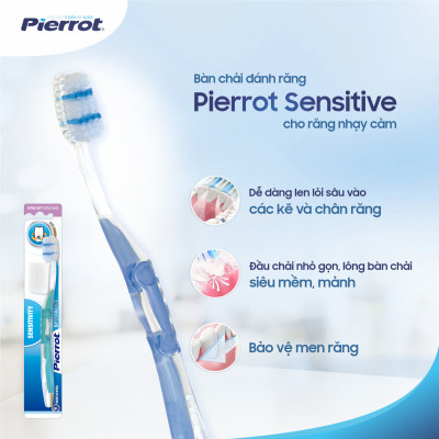 [ Mua 2 tặng 1 set bàn chải trẻ em ] Bàn chải đánh răng dành cho răng nhạy cảm Pierrot Sensitive
