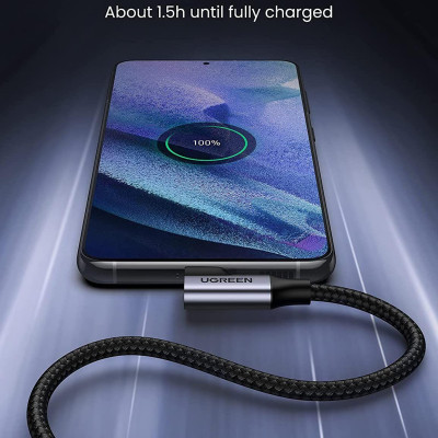 Ugreen UG20299US385TK 1M 3A Cáp Type-C sang USB3.0 hổ trợ Sạc nhanh , truyền dữ liệu đầu C góc 90 độ - HÀNG CHÍNH HÃNG