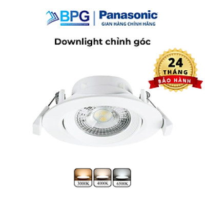 Đèn LED âm trần Downlight Đơn sắc Chỉnh góc Panasonic Công suất (5W,7W) lỗ khoét phi 80mm, ánh sáng Trắng 6500K, ánh sáng Trung tính 4000K