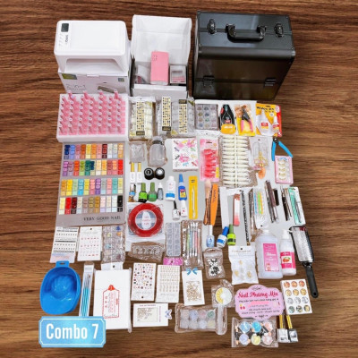 Combo Đồ Nghề Làm Nail Cao Cấp Số 7 Nail Phương Miu, Máy Hơ T8, Máy Mài US801, Cốp Nhôm 3 Tầng, Bộ Đồ Nail Chuyên Nghiệp