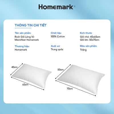 Ruột Gối Microfiber Lông Vũ Nhân Tạo Homemark - Siêu Mềm, Chống Xẹp, Thoáng Khí, Kháng Khuẩn