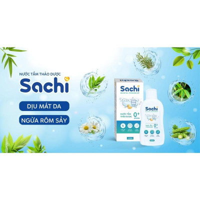 Combo 3 Nước Tắm Thảo Dược SACHI Ngừa Rôm Sảy, Cảm Lạnh Cho Bé Lọ 250ml - Tặng 1 Gạc Răng Miện Sachi