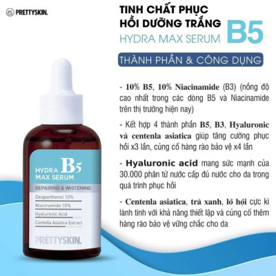 Serum B5 Multi Hydra Max Prettyskin giúp phục hồi dưỡng trắng  dành cho da dầu mụn, da khô 50ml