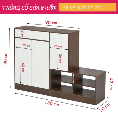 Tủ để giầy bằng gỗ thiết kế thông minh SMLIFE Raizen
