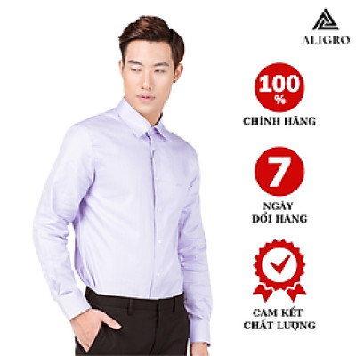 Áo sơ mi nam dài tay ALIGRO 100% chất cotton màu tím nhạt cổ bẻ dáng ôm body, thanh lịch ALGS036 
