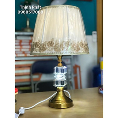 Đèn để bàn 2in1 pha lê cao cấp - thân màu đồng - ánh sáng dịu mắt NATAKA TP251