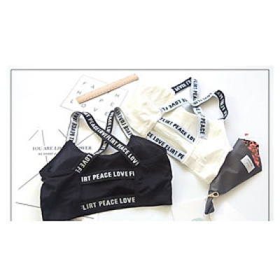 Áo bra dệt kim dây chéo in chữ 2503 – Áo ngực không gọng nâng nhẹ, co giãn 4 chiều, mặc siêu êm