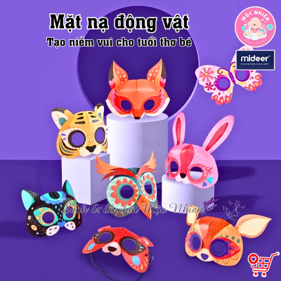 Đồ Chơi Stem Thiết Kế Mặt Nạ Giấy Hình Động Vật 3D cho bé - Animal Paper Masks Mideer